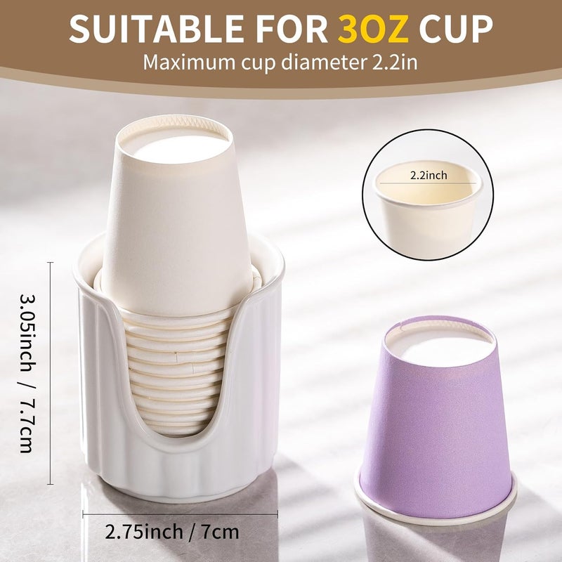 TANEW Ceramic Bathroom Cup Dispenser with Stylish Vertical Stripes - Dixie Cup Dispenser & Mouthwash Cup Holder Holds 3oz Paper Cups for Rinsing Cups on Bathroom Vanity Countertops Matt White - Image 2
